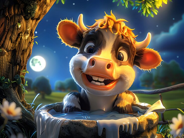 Foto grátis ilustração de vaca de desenho animado 3d