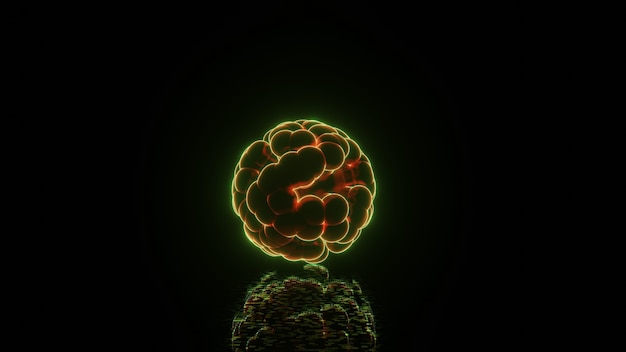 Foto grátis ilustração digital de uma célula em superfície reflexiva contra um fundo preto com espaço para texto