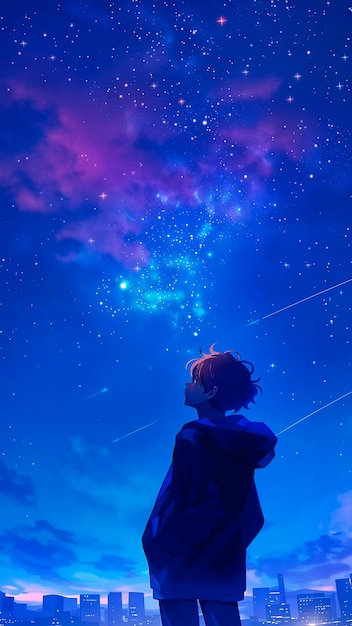 Ilustração do céu noturno do anime