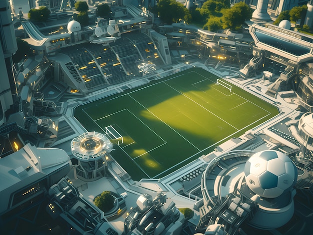Foto grátis ilustração futurista de um campo de futebol