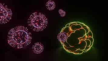 Foto grátis ilustração gráfica de células de coronavírus conectando-se ao sistema imunológico de uma pessoa