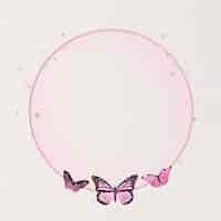 Foto grátis ilustração holográfica do círculo com moldura rosa cintilante