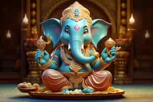 Foto grátis imagem 3d fotorrealista do deus hindu ganesha