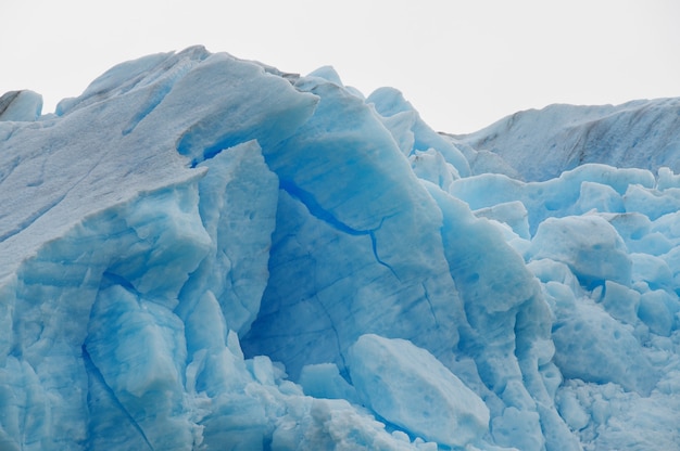 Imagem aproximada das geleiras na região da Patagônia no Chile