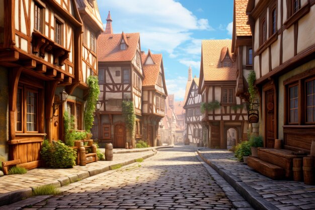 Imagem bonita da ilustração da rua tradicional da cidade alemã