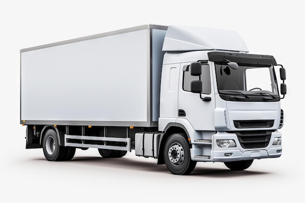 Imagem de caminhão em branco realista sobre fundo branco