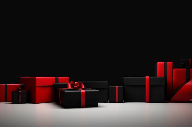 Foto grátis imagem de cena de presentes vermelhos e pretos isolados em um fundo escuro