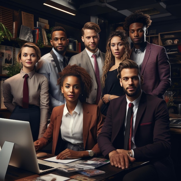 Foto grátis imagem de equipe corporativa com diversidade no escritório em segundo plano