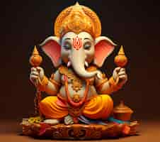 Foto grátis imagem de ganesha 3d em fundo escuro para o diwali