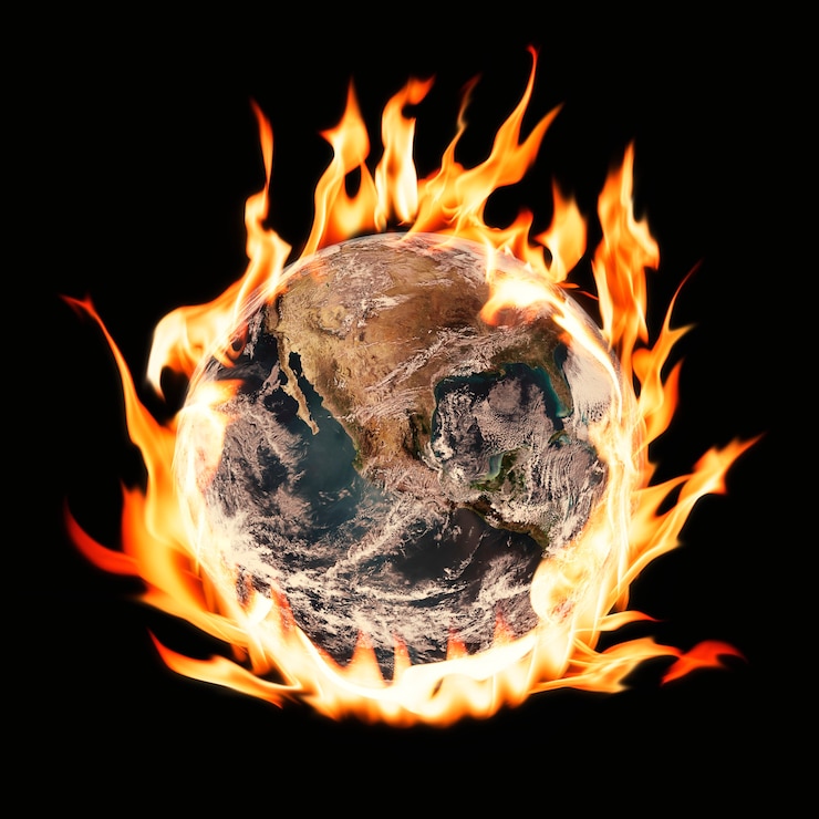 Foto grátis imagem de mundo em chamas, aquecimento global, remix de ambiente com efeito de fogo