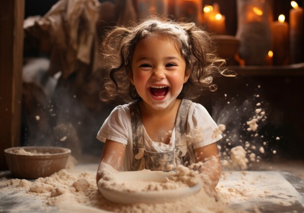 Imagem de perto de crianças a cozinhar