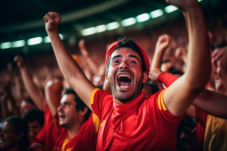 Foto grátis imagem de perto de um fã de futebol assistindo à final do euro