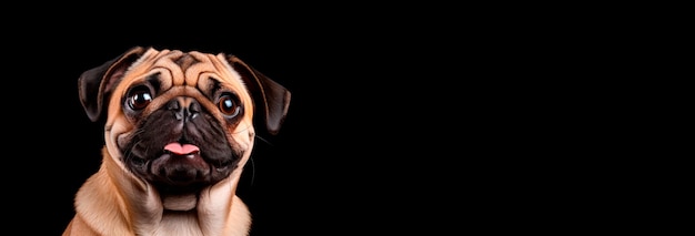 Foto grátis imagem de pug em bandeira de fundo preto