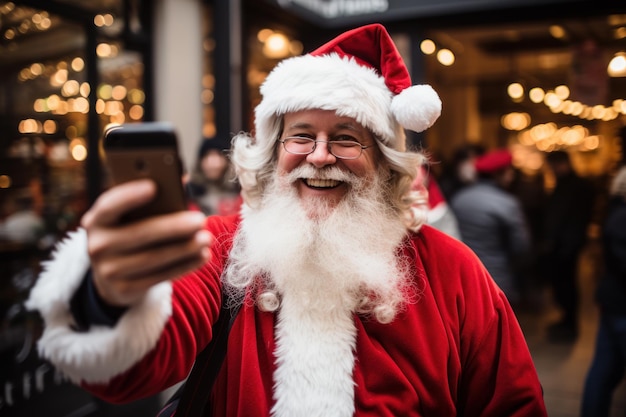 Foto grátis imagem do papai noel tirando uma foto em um mercado