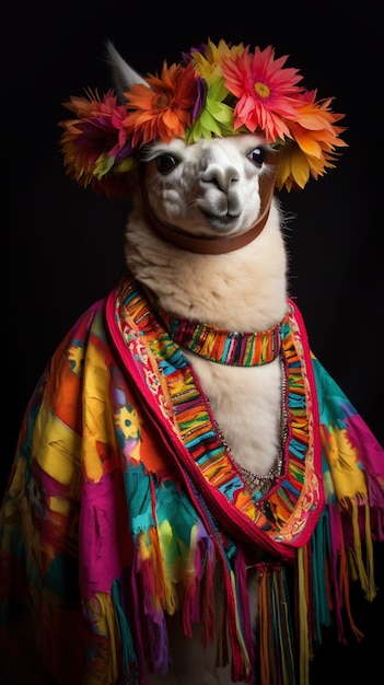 Foto grátis imagem engraçada com animais vestindo flores