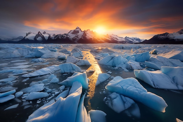 Imagem gerada pela IA de pôr-do-sol gelado