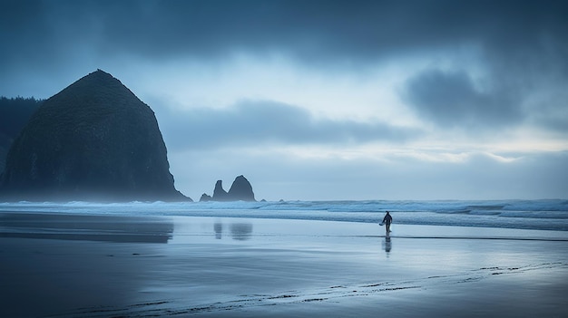 Imagem gerada por ia do crepúsculo da noite de praia