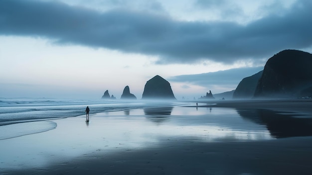 Foto grátis imagem gerada por ia do crepúsculo da noite de praia