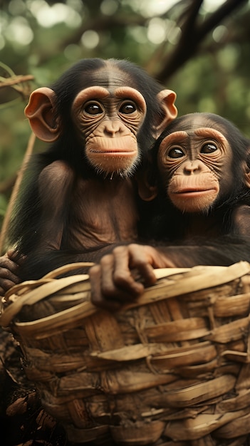 Imagens de perto de macacos na natureza