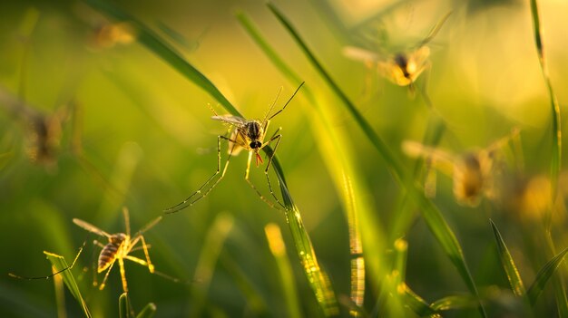 Imagens de perto de mosquitos na natureza