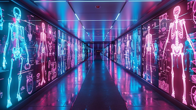 Imagens que simulam raios-X com cores de néon