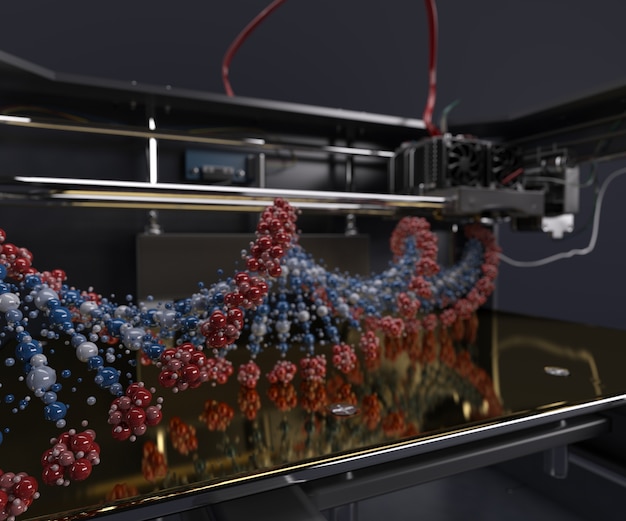 Foto grátis impressora 3d hélice impressão dna