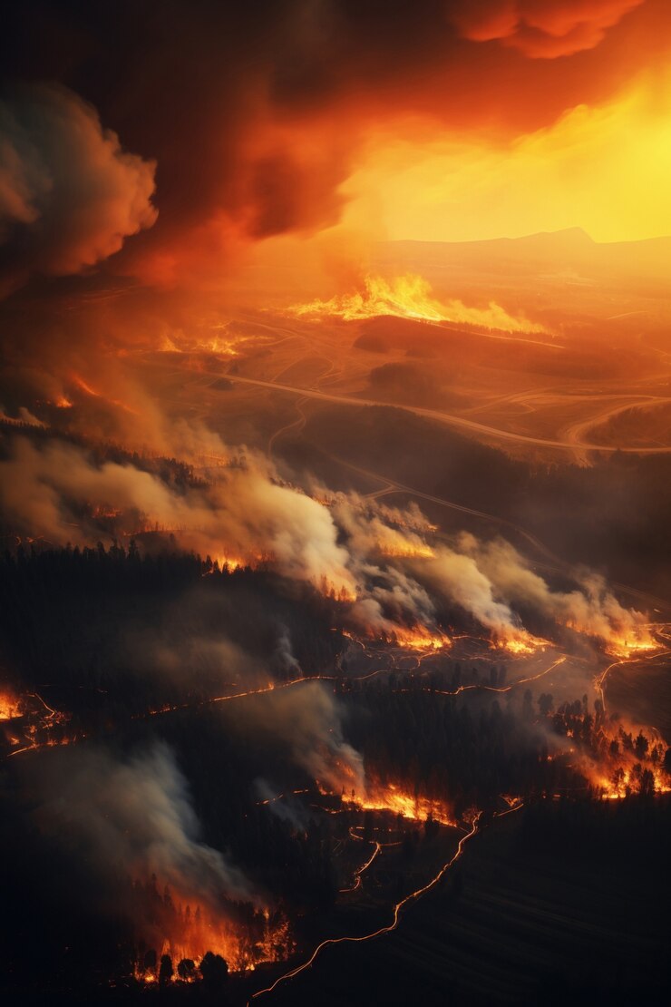 Foto grátis incêndio devasta a paisagem natural