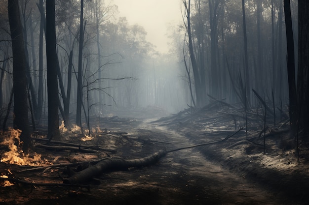 Incêndios florestais devastando a natureza