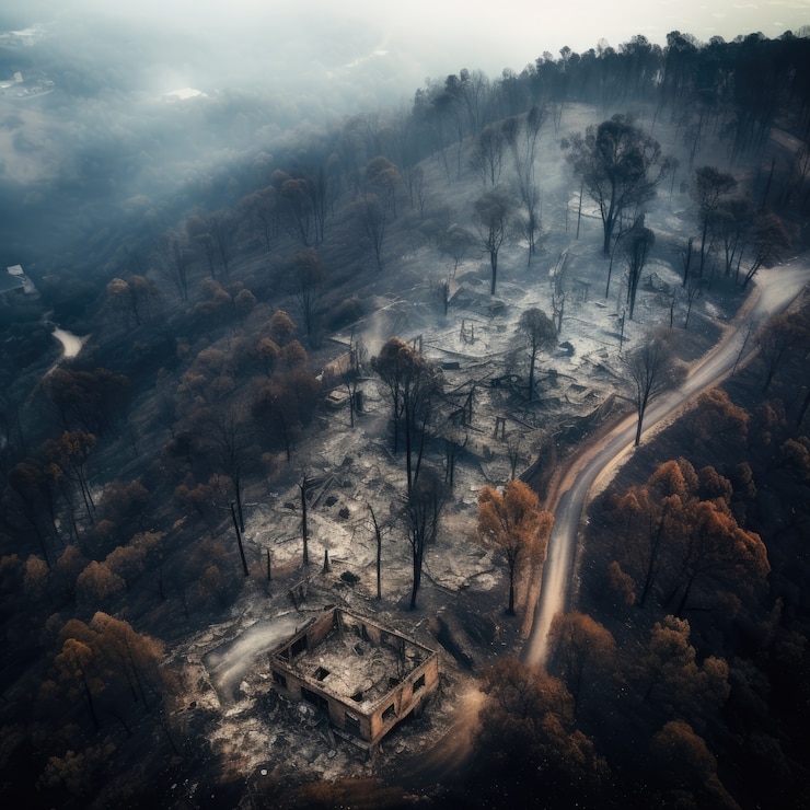 Foto grátis incêndios florestais e suas consequências para a natureza