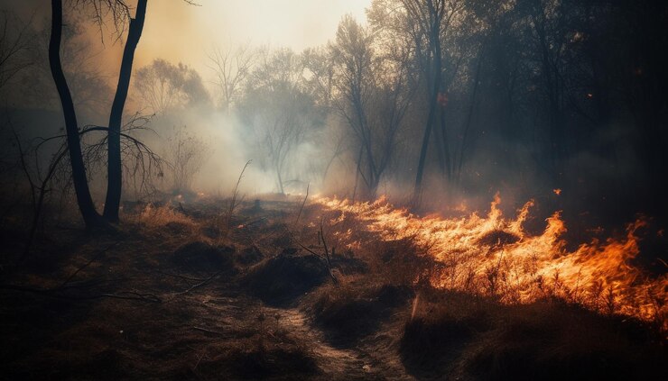 Foto grátis inferno ardente de destruição e mistério gerado pela ia