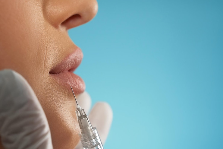 Foto grátis injeção cosmética de botox nos lábios