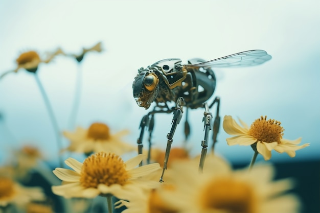 Foto grátis inseto robótico com flores