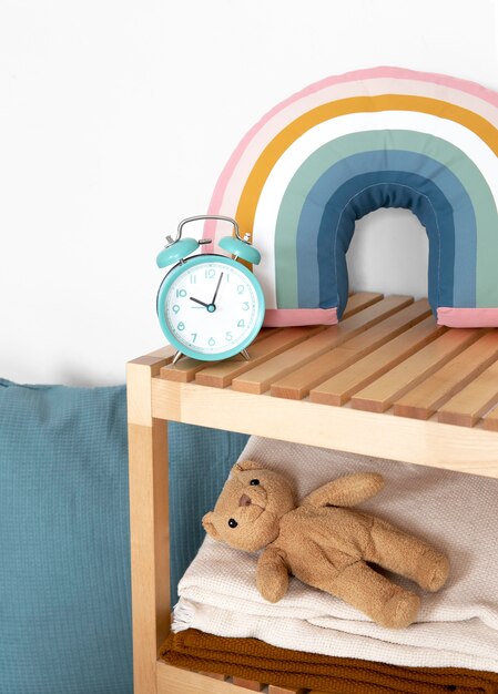Interior da decoração do quarto infantil com brinquedos