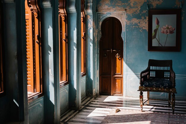 Interior de Zenana Mahal no Palácio da Cidade em Udaipur, Rajasthan