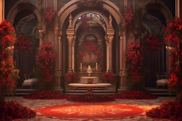 Foto grátis interior vermelho cinematográfico belo palácio