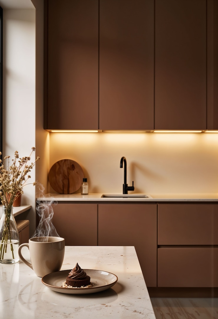 Foto grátis interiores decorados em tons castanhos