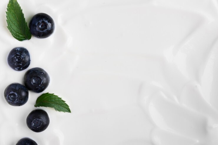 Foto grátis iogurte minimalista com mirtilo