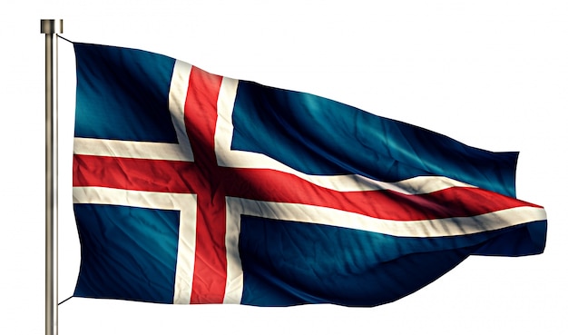 Islândia Bandeira Nacional Isolada 3D Fundo Branco