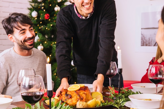 Foto grátis jantar de natal com turquia