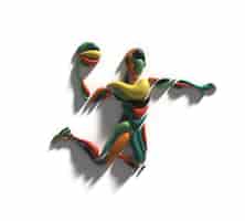 Foto grátis jogador de basquete pulando dunking em design de desenho de linha 3d.