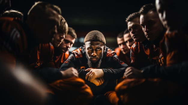 Foto grátis jogador de futebol americano usando equipamento