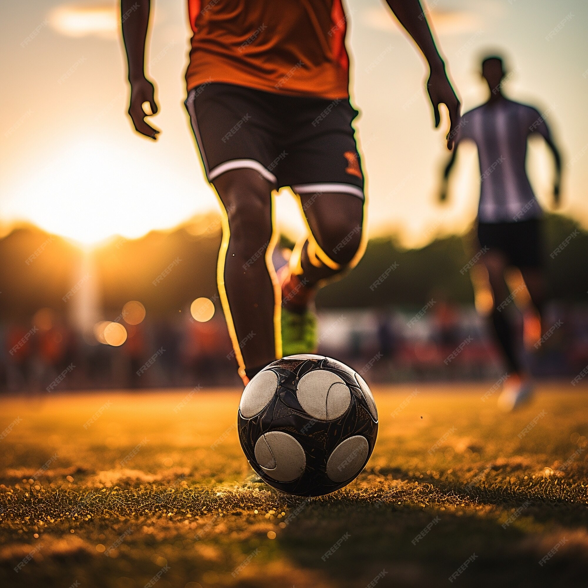 Dois jogadores de futebol masculinos deitado na grama do campo