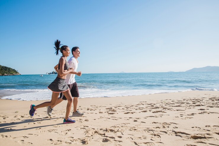 Foto grátis jogging e sorrindo