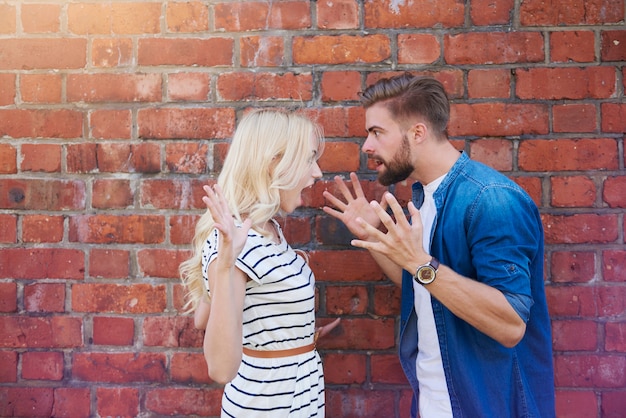 Foto grátis jovem casal discutindo muito alto