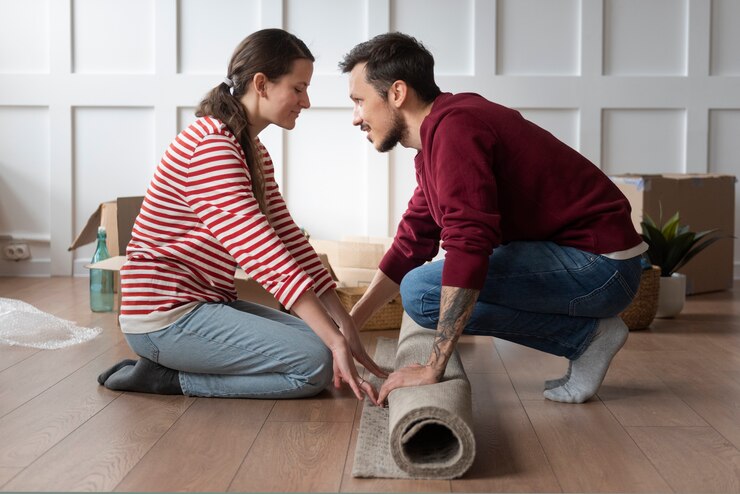 Foto grátis jovem casal se mudando para uma nova casa