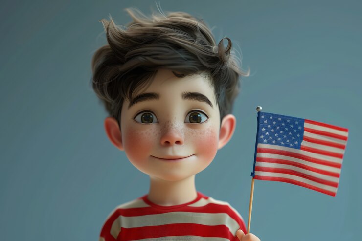 Foto grátis jovem com a bandeira americana para nós celebração do dia da lealdade nacional
