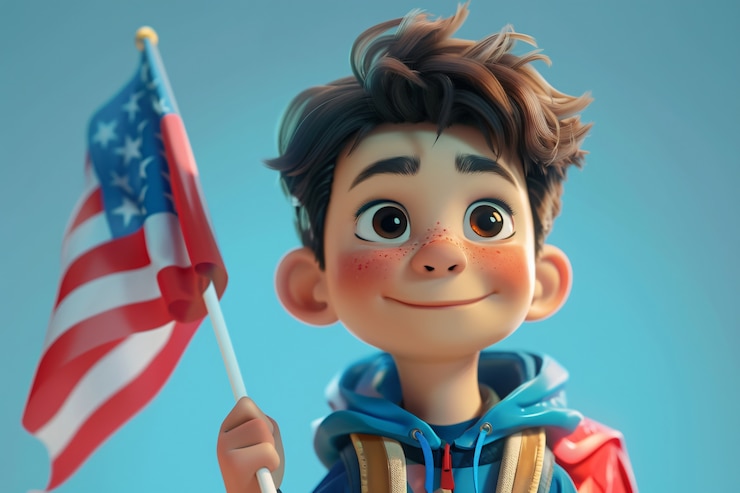 Foto grátis jovem com a bandeira americana para nós celebração do dia da lealdade nacional