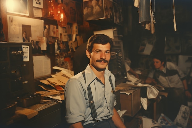 Foto grátis jovem de tom médio posando em retrato vintage