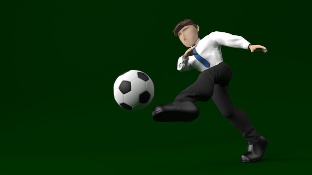 Jovem empresário jogando futebol