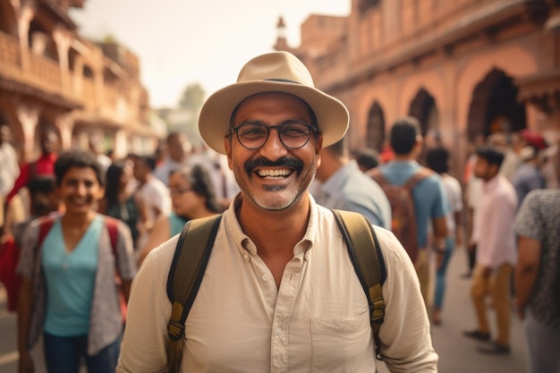 Foto grátis jovem expressão feliz conceito viajante ai gerado